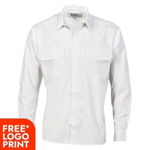 Mens Epaulette Polyester/Cotton Long Sleeve Work Shirt Thumbnail