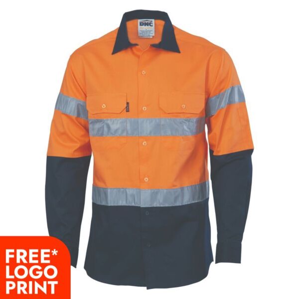 Mens HiVis D/N 2 Tone Drill Shirt with Generic R/Tape Thumbnail